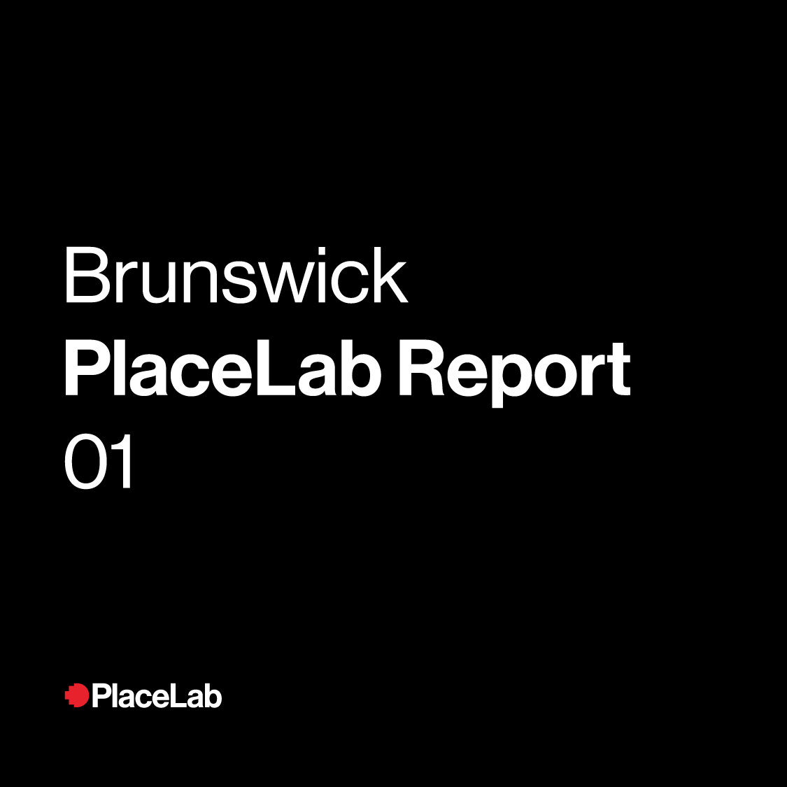 White text on a black background reads Brunswick PlaceLab Report 01